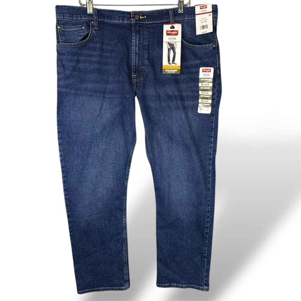 Wrangler 5-Pocket Slim Straight Denim Jeans Men's‎ Size 40x30 Flex Stretch New